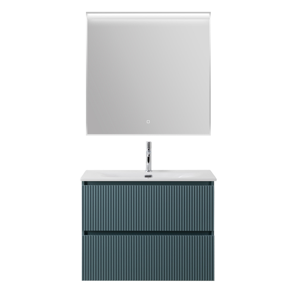 Тумба с раковиной подвесная BelBagno UNO-800-2C-SO-AO Голубой матовый, раковина белая BB-8099-80