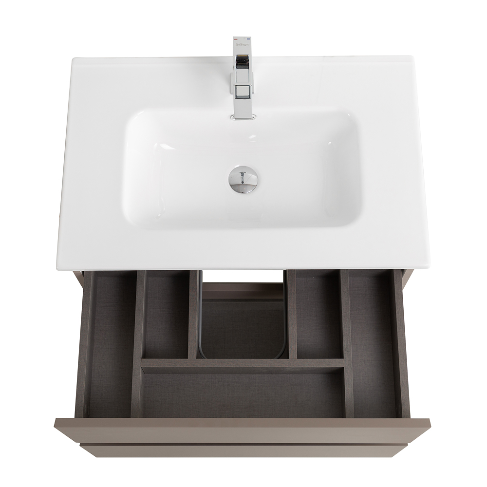 Тумба с раковиной подвесная BelBagno KRAFT-700-2C-SO-CO Бежевый матовый, раковина белая BB700ETL