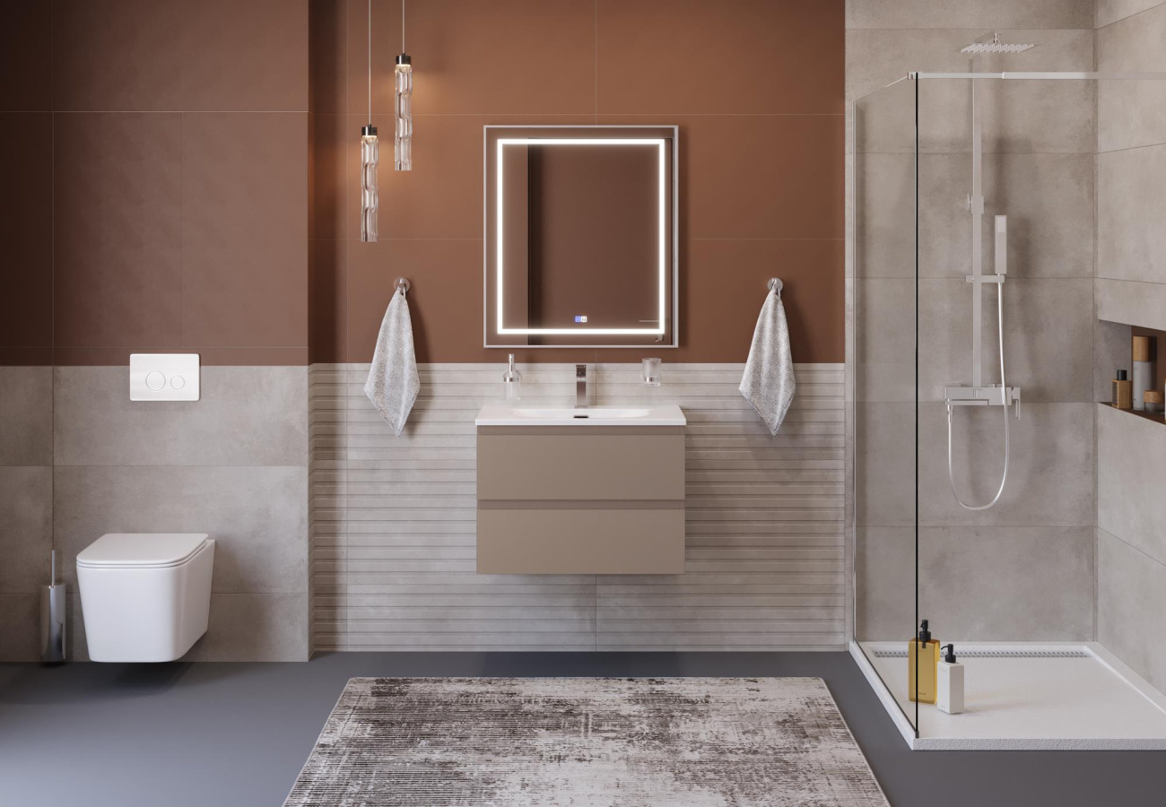 Тумба с раковиной подвесная BelBagno KRAFT-700-2C-SO-CO Бежевый матовый, раковина белая BB-8099-70