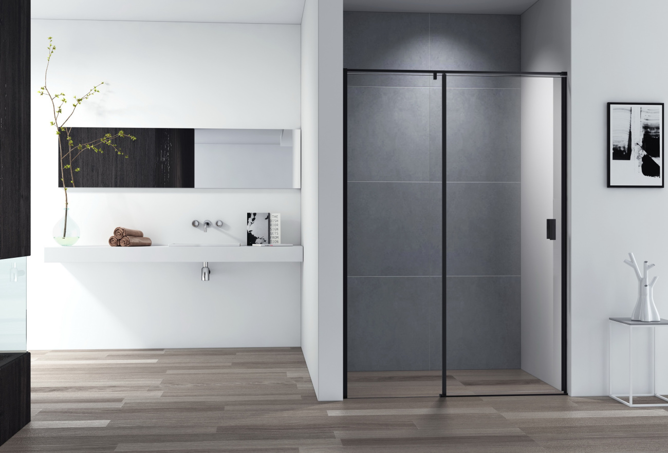 Душевая дверь Cezares URBAN-B-12-130-C-NERO, 130х195, профиль черный, стекло прозрачное