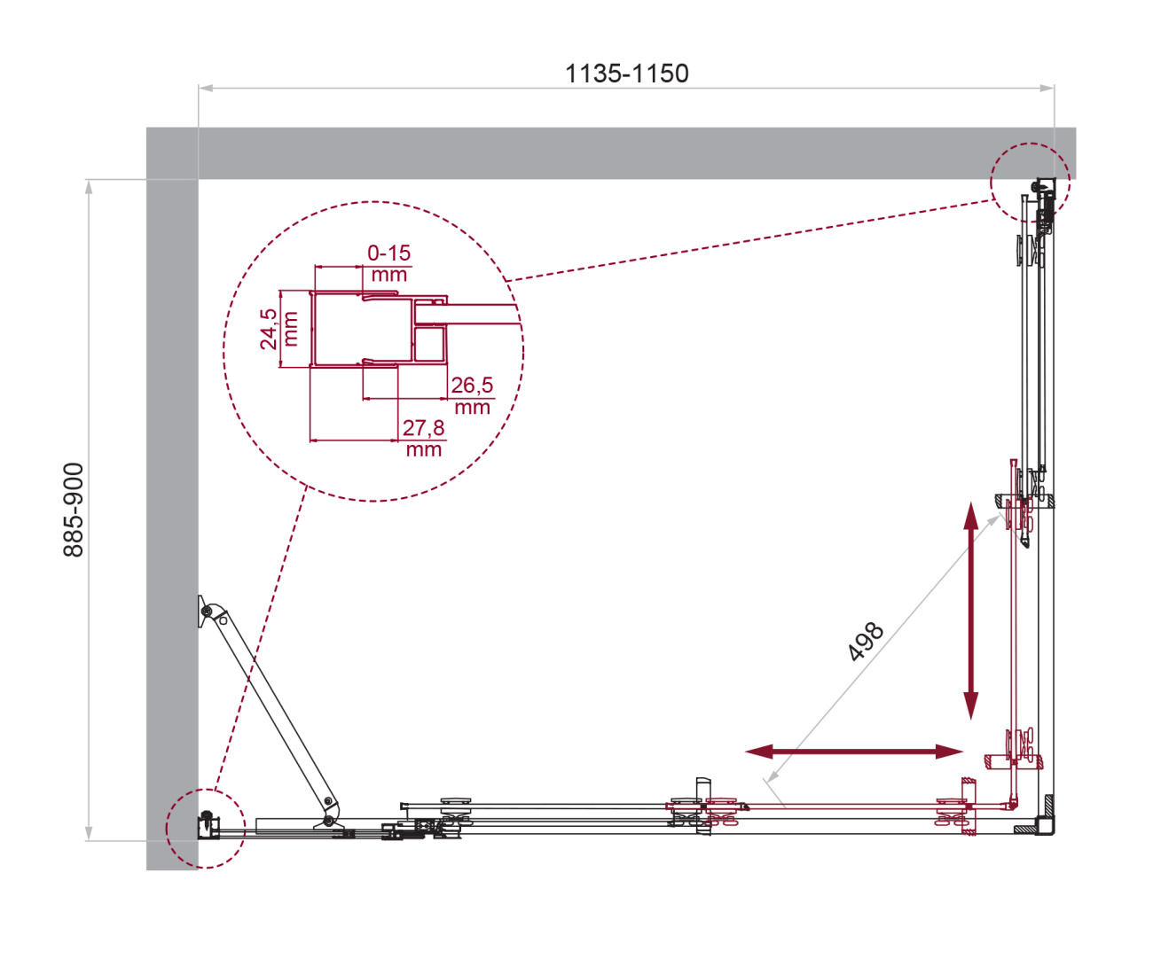 Душевой уголок BelBagno LUCE-AH-21-115/90-C-Cr
