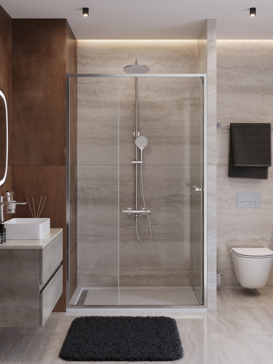 Душевая дверь Cezares LUX-B-FS-11-130-C-CR, 130х195, профиль хром, стекло прозрачное