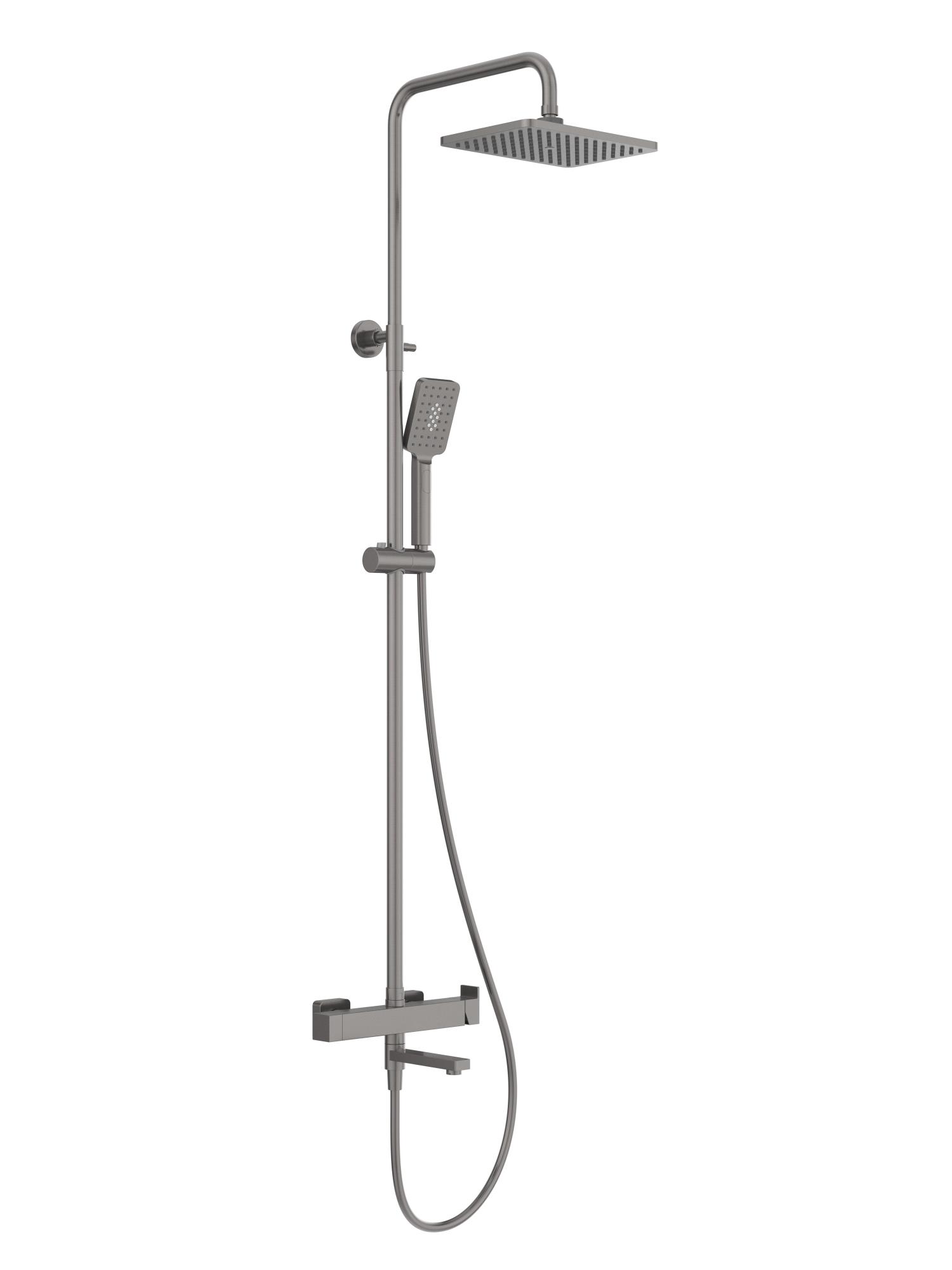 Душевая стойка CEZARES SLIDER-CVD-GM со смесителем и поворотным изливом, оружейная сталь
