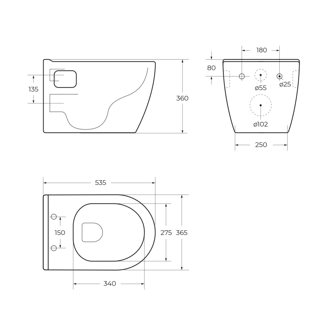 Унитаз подвесной безободковый c сиденьем BelBagno LOTO BB070CHR/SC