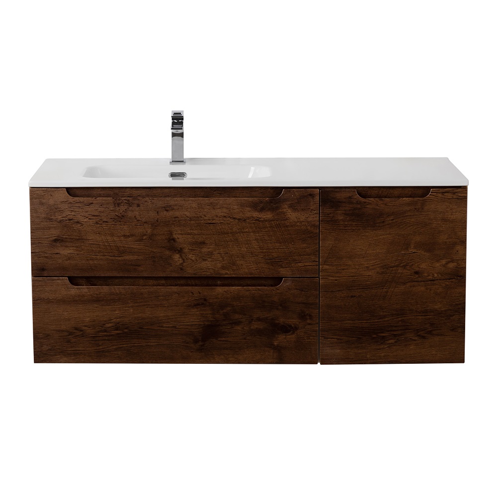 Подвесная тумба с раковиной BelBagno ETNA 120 Rovere Moro левая, ETNA-1200-2C-1A-SO-RW-L + BB1200ETL-L