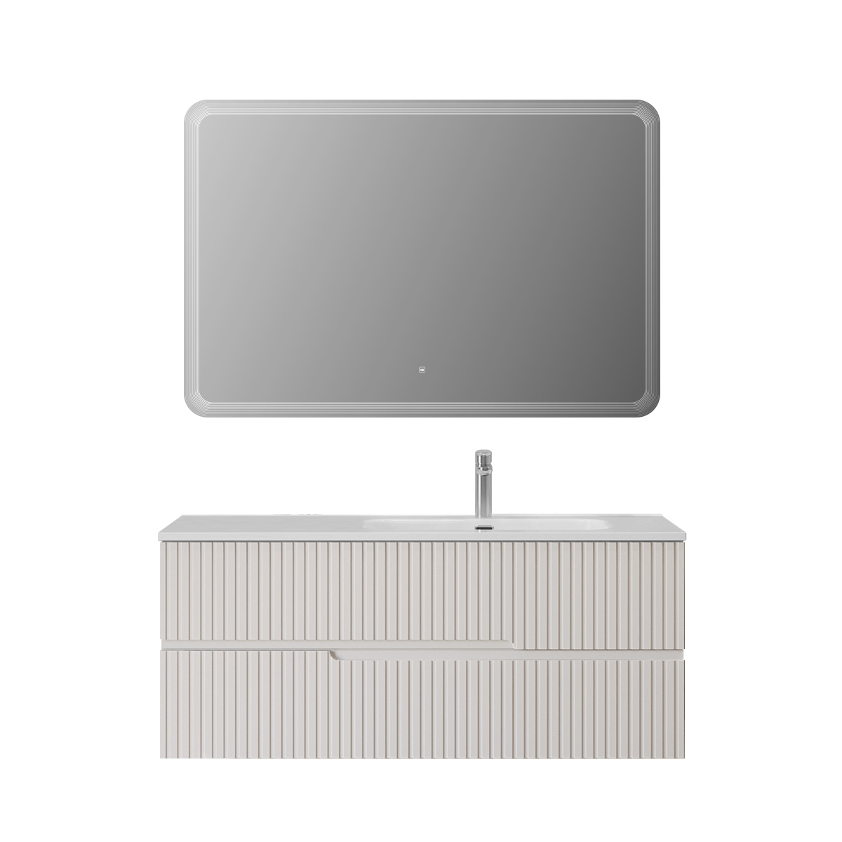 Тумба подвесная CEZARES DUET-N-1200-2C-SO-BL-R с раковиной CZR-8095-120-R правосторонняя, белый глянец