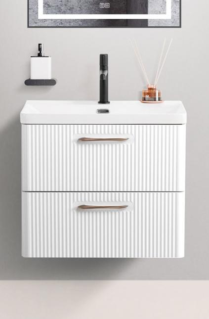 купить Подвесная тумба с раковиной Belbagno DUE 60 см., Bianco Lucido, DUE-600-2C-SO-BL-P + BB-8076-3-60 