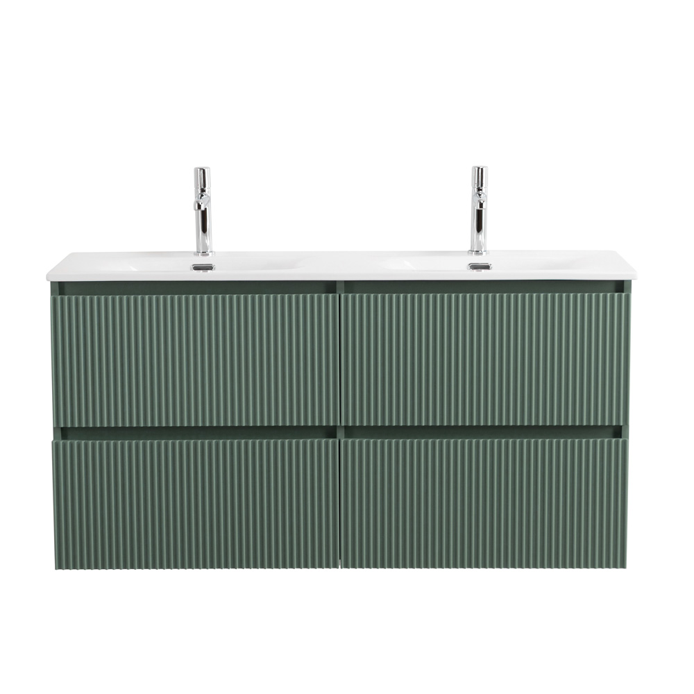 Тумба с раковиной подвесная BelBagno UNO-1200-4C-SO-VO Еловый матовый, раковина белая BB-8099-120-2 с 2-я чашами
