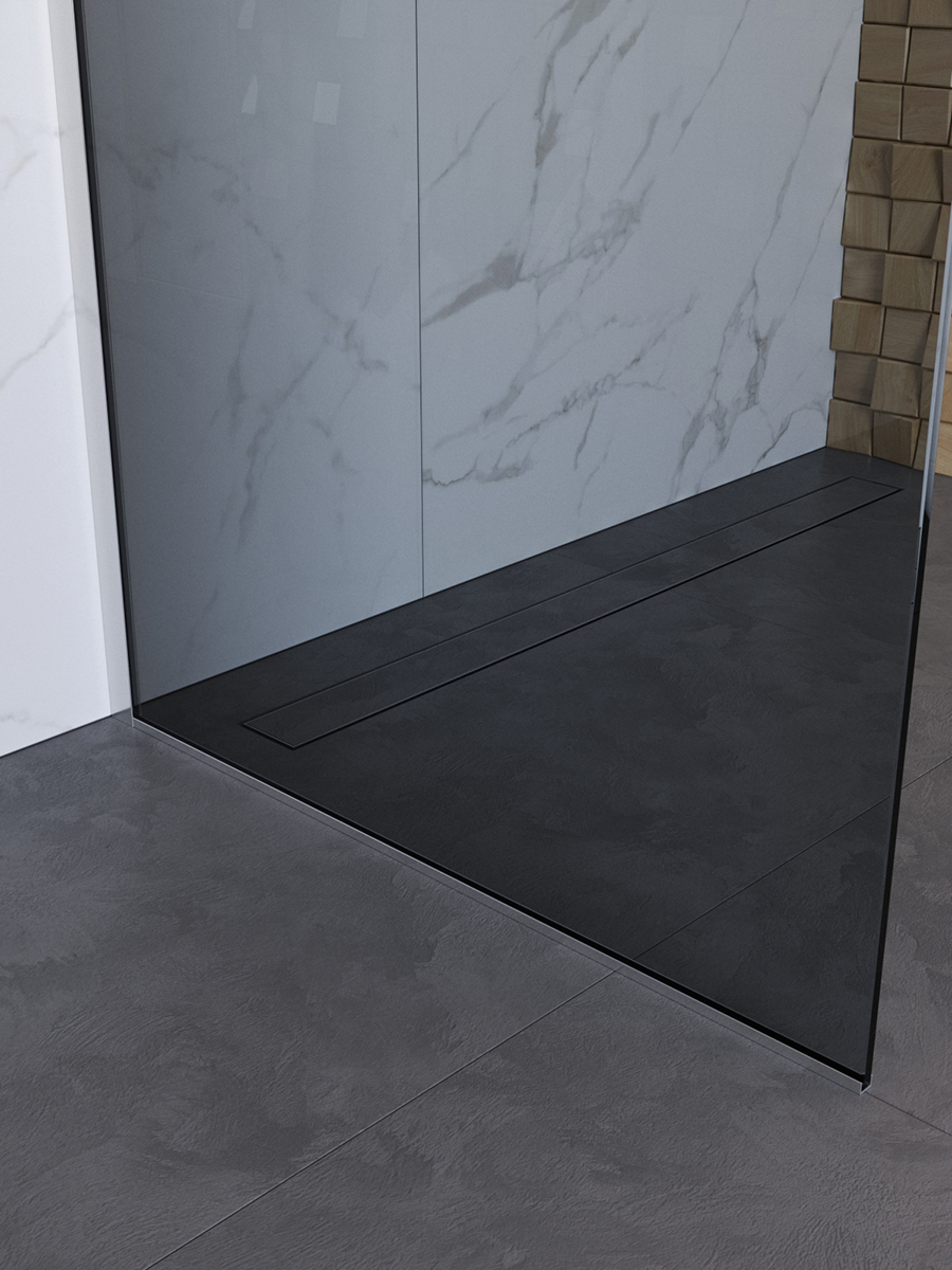 Душевая перегородка BelBagno UNO-L-1-TB-100-GR-Cr профиль хром, стекло серое