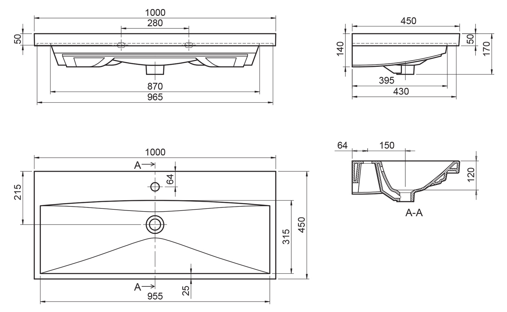 Керамическая раковина Belbagno BB-0324-100-LVB