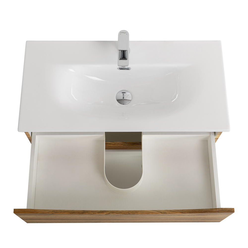 Тумба с раковиной подвесная BelBagno MARINO-CER-MINI-800-2C-SO-RR-P Rovere Rustico, раковина белая BB-8099-3-80