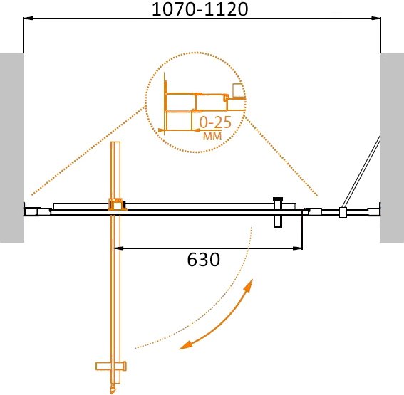 Дверь в проём Cezares MOLVENO-BA-11-90+20-C-Cr-IV, 110х195, профиль хром, стекло прозрачное