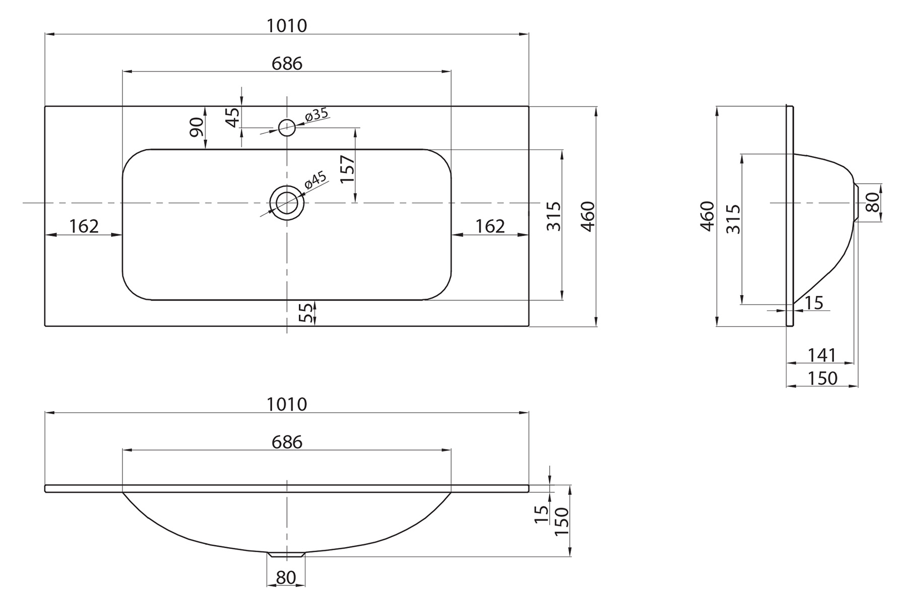 Стеклянная раковина BB1010/465-LV-VTR-BL глянцевая 