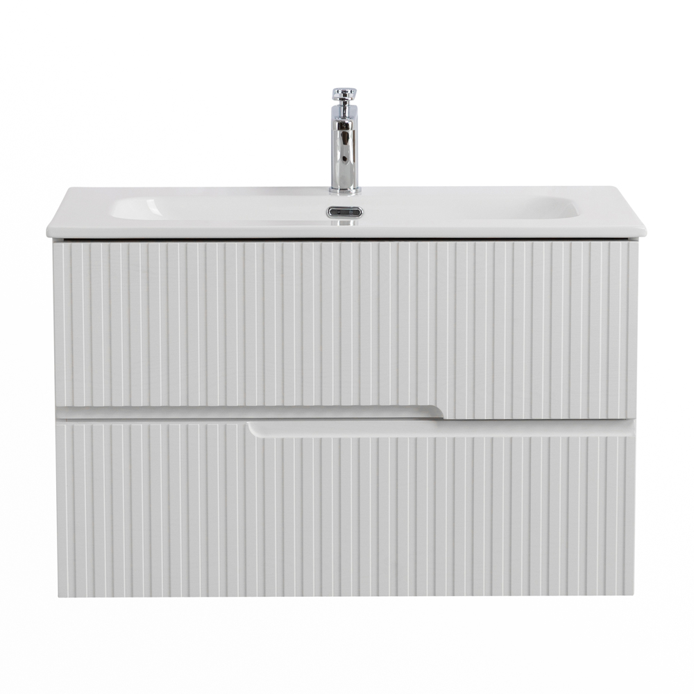 Тумба подвесная CEZARES DUET-N-800-2C-SO-FBS-P с раковиной CZR-8073-80, ясень белый софт