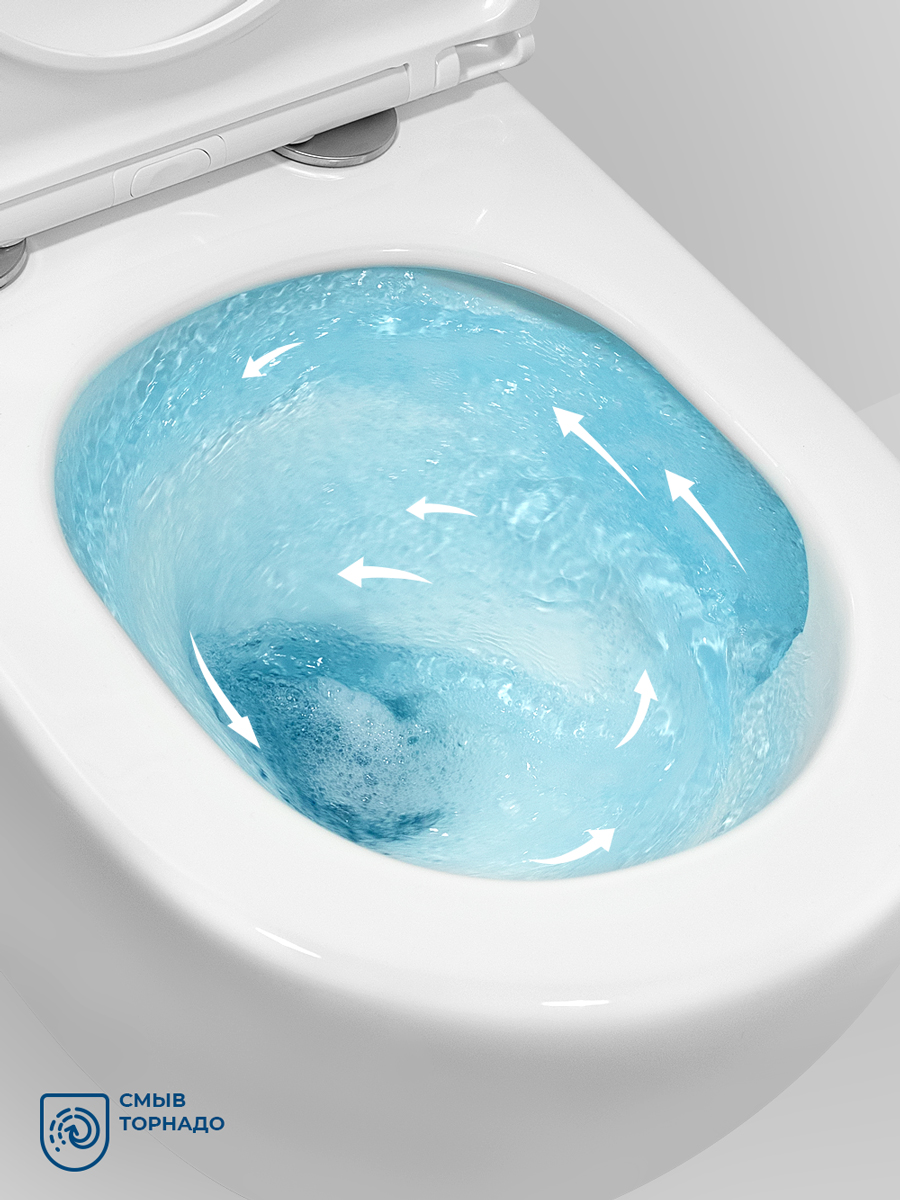 Унитаз подвесной BelBagno COMPATTO BB003CH-TOR/SC безободковый с сиденьем и смывом TORNADO 