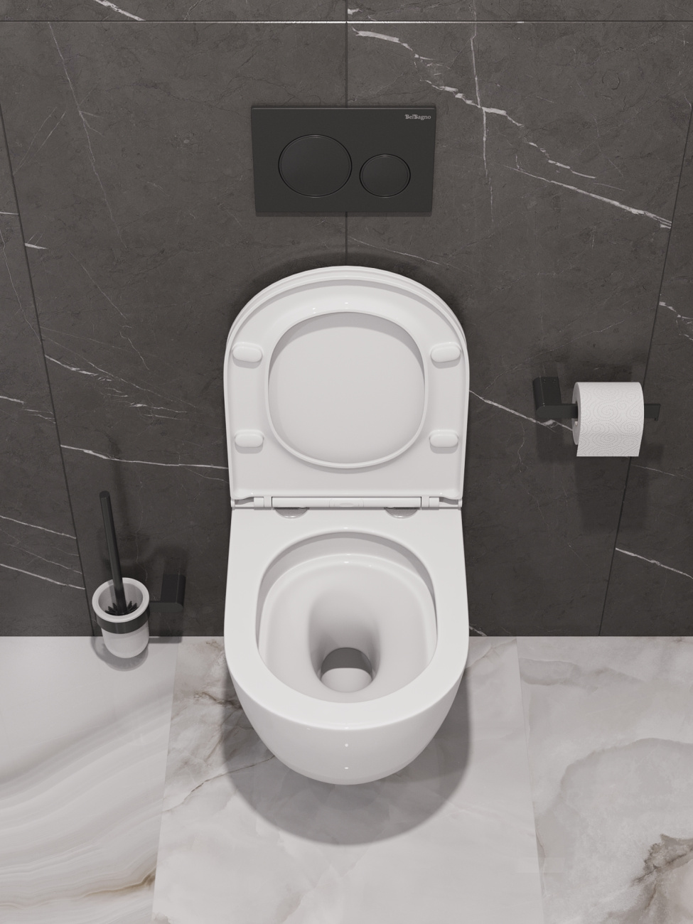 Унитаз подвесной BelBagno COMPATTO BB003CH-TOR/SC безободковый с сиденьем и смывом TORNADO 