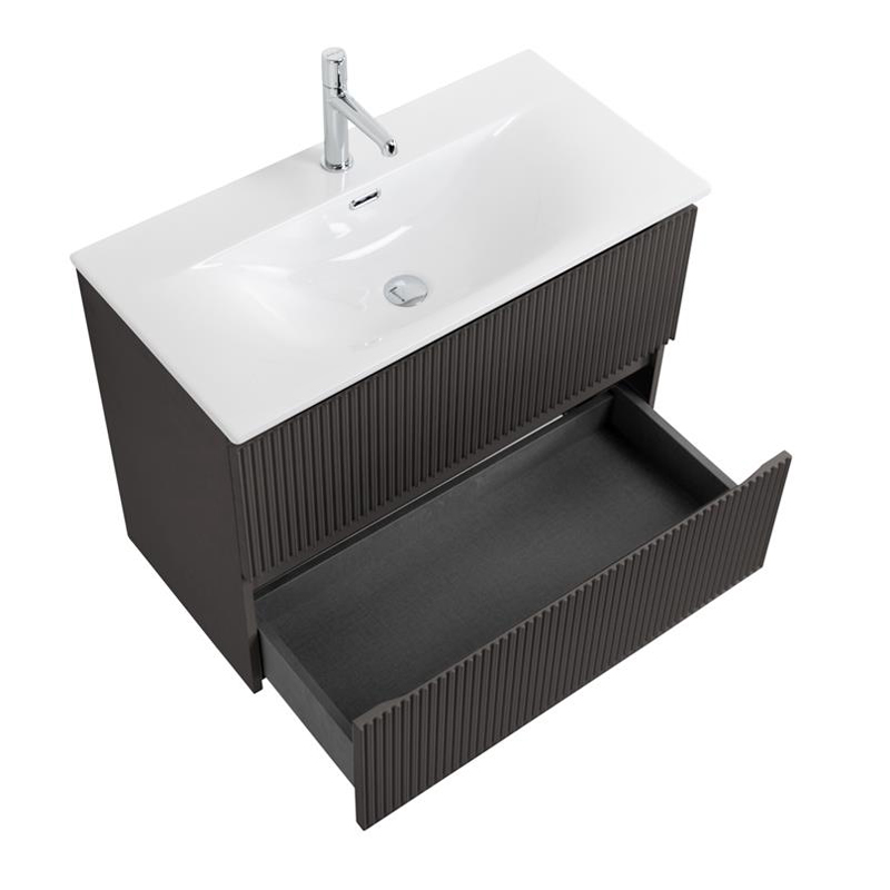 Тумба с раковиной подвесная BelBagno UNO-MINI-700-2C-SO-GSO Темно-Серый матовый, раковина белая BB-8099-3-70