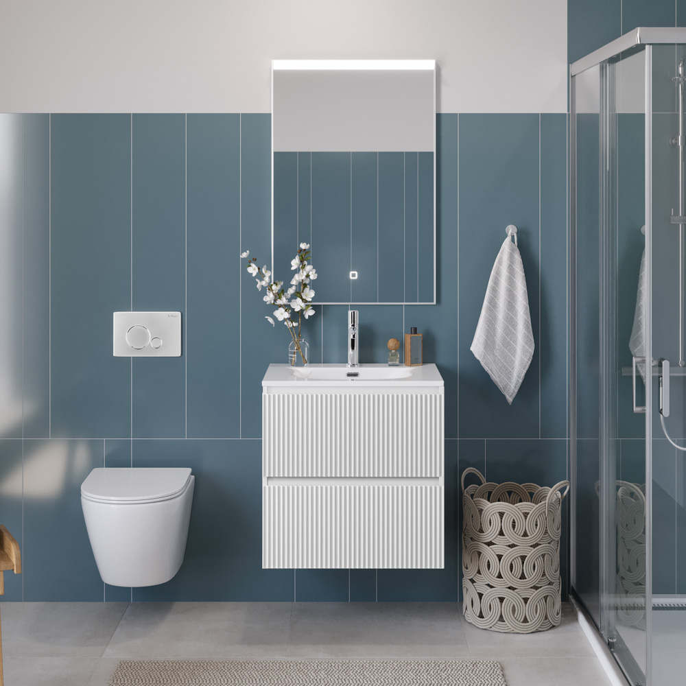 Тумба с раковиной подвесная BelBagno UNO-700-2C-SO-BO Bianco Opaco, раковина белая BB-8099-70