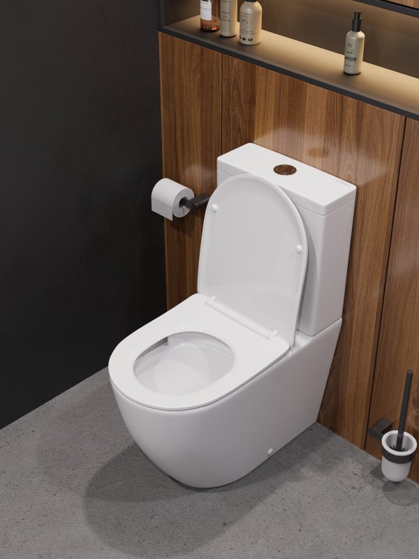 Унитаз-компакт CEZARES STYLUS CZR-538-CP-TOR/SC безободковый с сиденьем и смывом TORNADO
