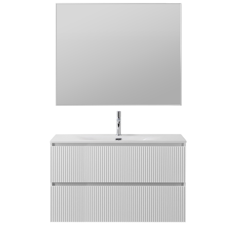 Тумба с раковиной подвесная BelBagno UNO-MINI-1000-2C-SO-BO Bianco Opaco, раковина белая BB-8099-3-100