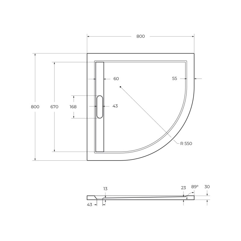 Поддон из искусственного мрамора 80х80 Cezares TRAY-AS-R-80-30-W без сифона