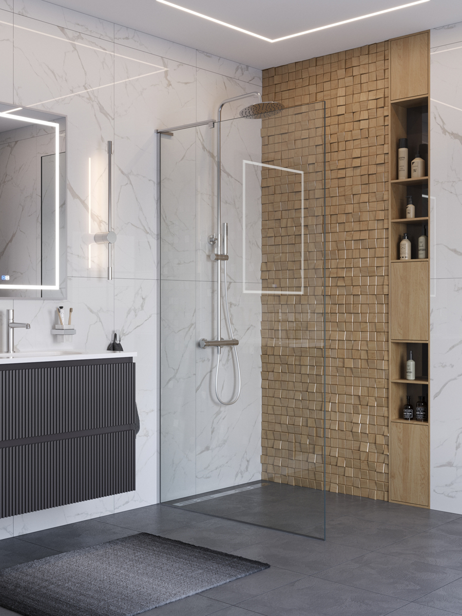 Душевая перегородка BelBagno UNO-L-1-TB-110-C-Cr профиль хром, стекло прозрачное