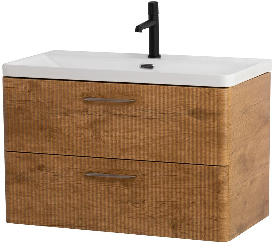 купить Подвесная тумба с раковиной Belbagno DUE, 80 см Rovere Nature DUE-800-2C-SO-RN-P + BB-8076-3-80 