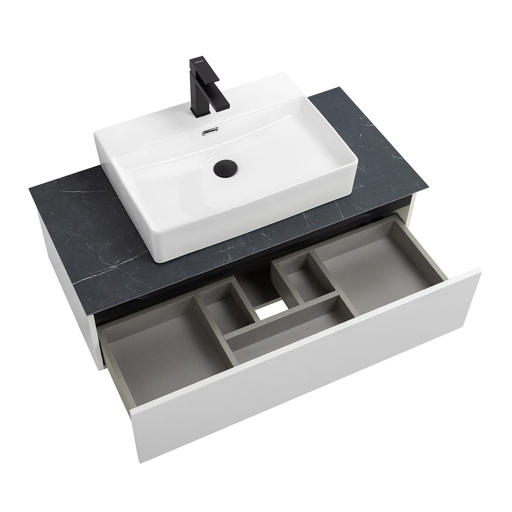 Мебель для ванной со столешницей и накладной раковиной Cezares SLIDER 100 Bianco Opaco SLIDER-1000-1C-SO-BO
