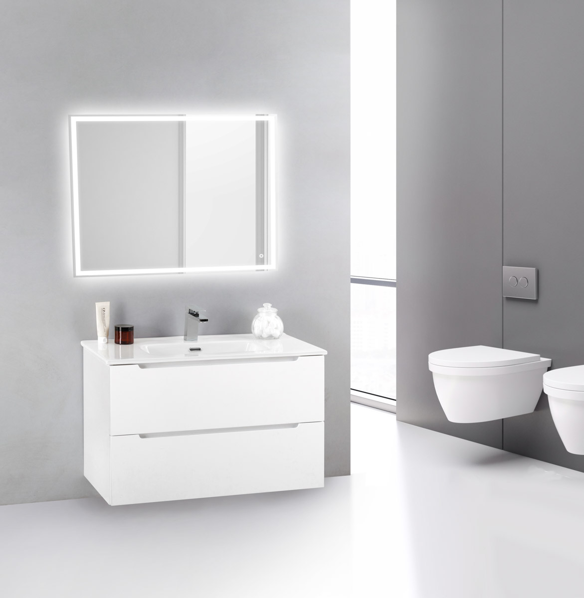 Тумба подвесная с раковиной BelBagno ETNA39-600/390-2C-SO-BL-P+BB600/390ETL