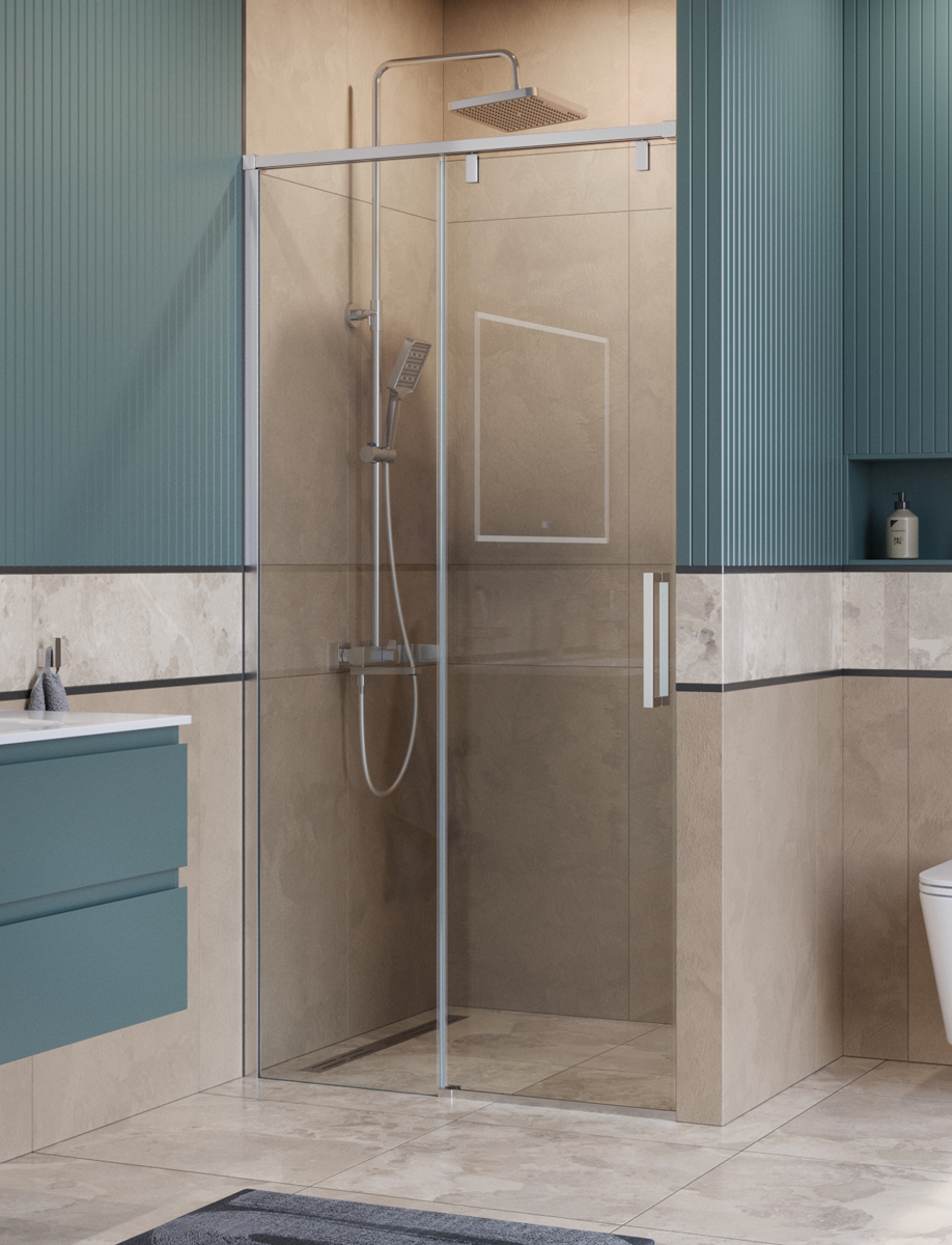 Душевая дверь шириной 120см BelBagno SOFT_CLOSE-1-BF-1-120-C-Cr профиль хром, стекло прозрачное