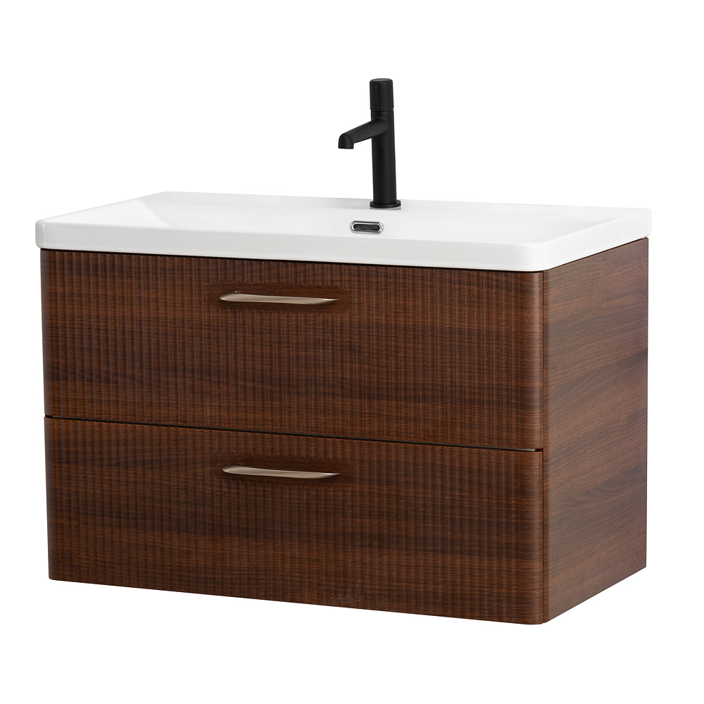 купить Подвесная тумба с раковиной Belbagno DUE, 80 см Noce DUE-800-2C-SO-NOCE-P + BB-8076-3-80 