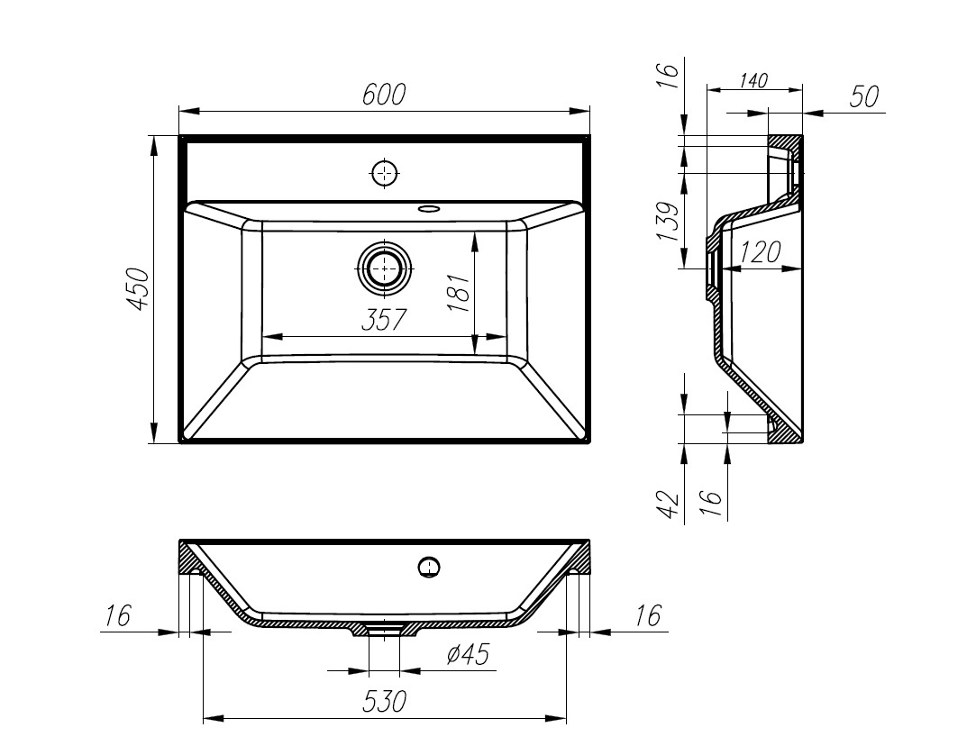 Раковина из литьевого мрамора BelBagno BB600/450-LV-MR-AST