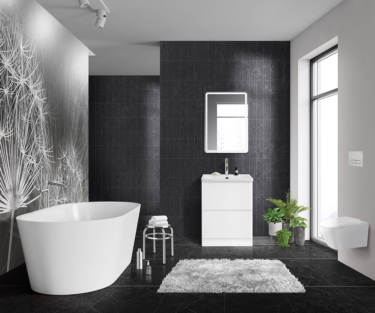 Тумба напольная с раковиной BelBagno ALBANO-600-2C-PIA-BL Bianco Lucido, раковина BB600/455-LV-MR-ALR