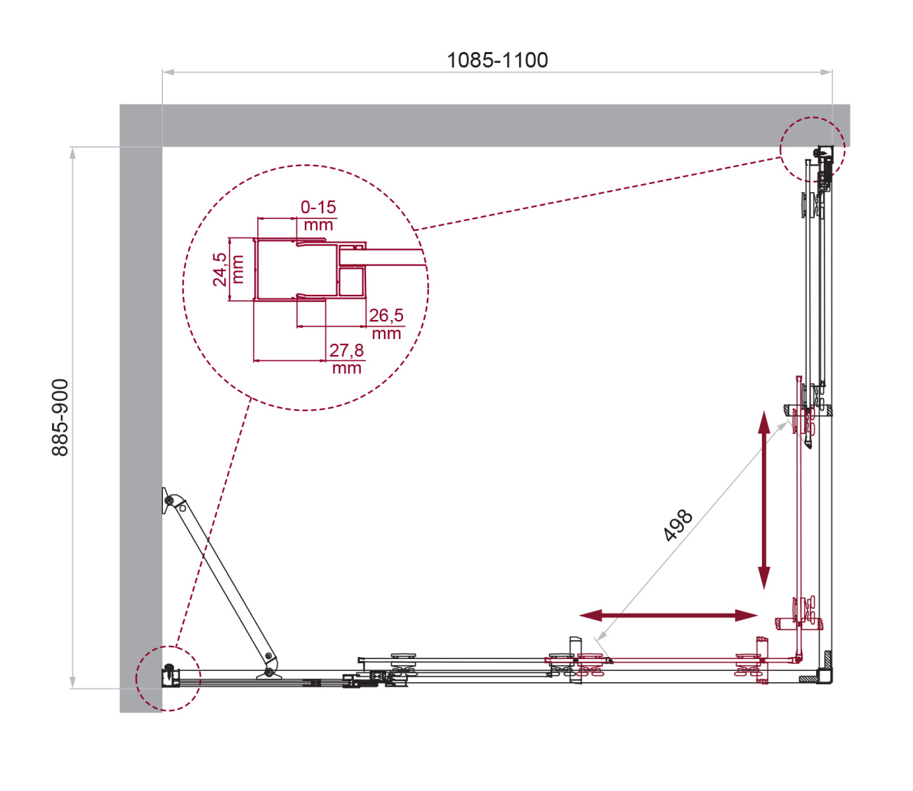 Душевой уголок BelBagno LUCE-AH-21-110/90-P-Cr