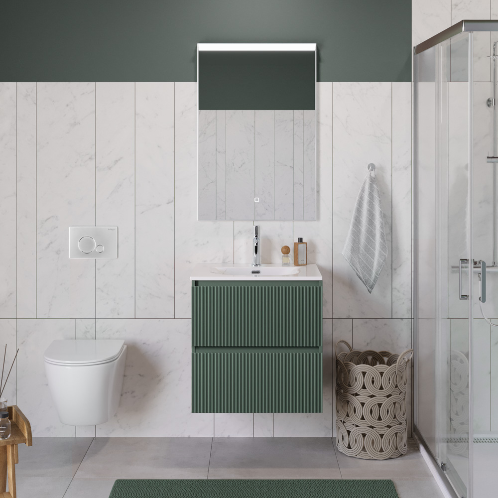 Тумба с раковиной подвесная BelBagno UNO-600-2C-SO-VO Еловый матовый, раковина белая BB-8099-60