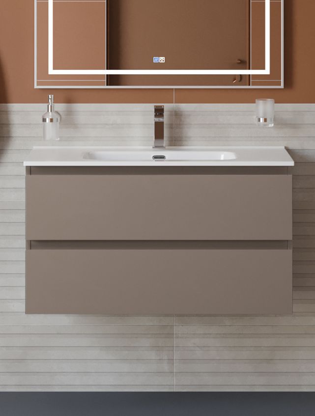 купить Тумба с раковиной подвесная BelBagno KRAFT-800-2C-SO-CO Бежевый матовый, раковина белая BB800ETL 
