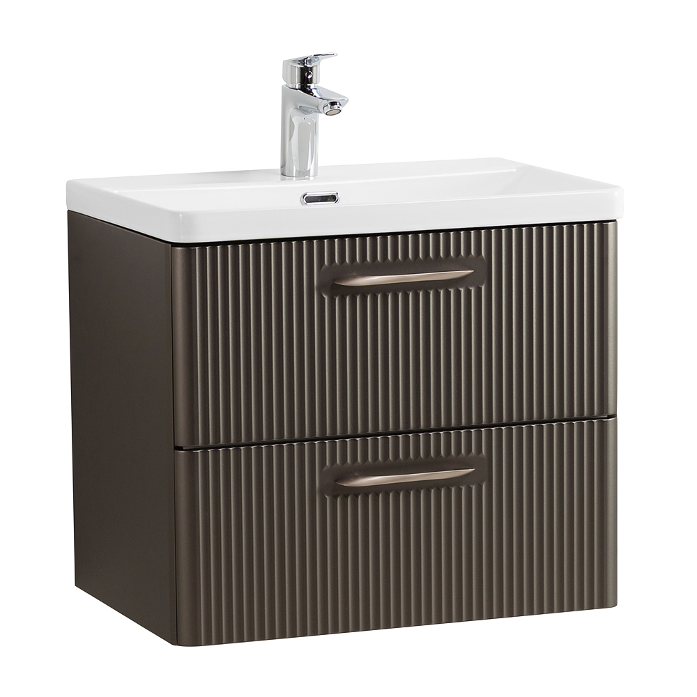 Подвесная тумба с раковиной Belbagno DUE 60 см Оружейная сталь DUE-600-2C-SO-GM-P + BB-8076-3-60