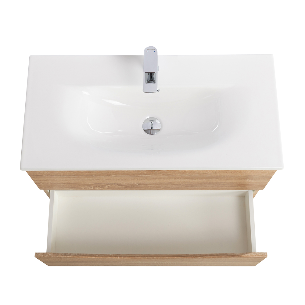 Тумба с раковиной подвесная BelBagno MARINO-CER-MINI-900-2C-SO-WO-P Rovere Bianco, раковина белая BB-8099-3-90