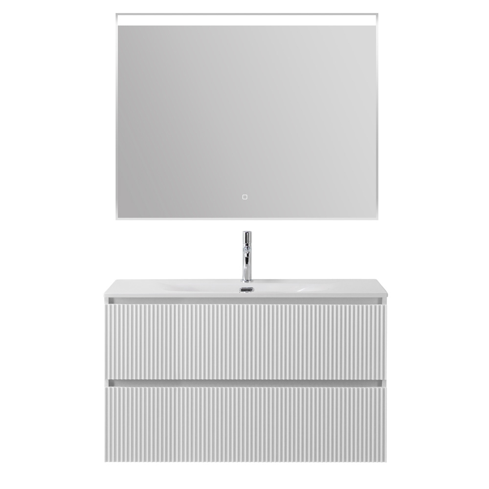 Тумба с раковиной подвесная BelBagno UNO-1000-2C-SO-BO Bianco Opaco, раковина белая BB-8099-100