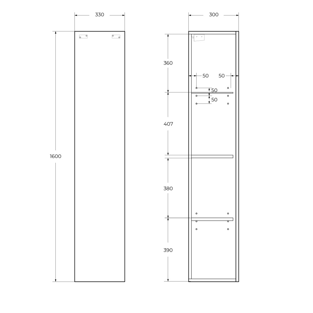 Пенал подвесной BelBagno KRAFT-1600-1A-SC-VO универсальный, Еловый матовый