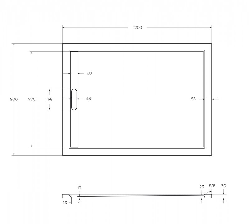 Поддон из искусственного мрамора 120х90 Cezares TRAY-AS-AH-120/90-30-W без сифона