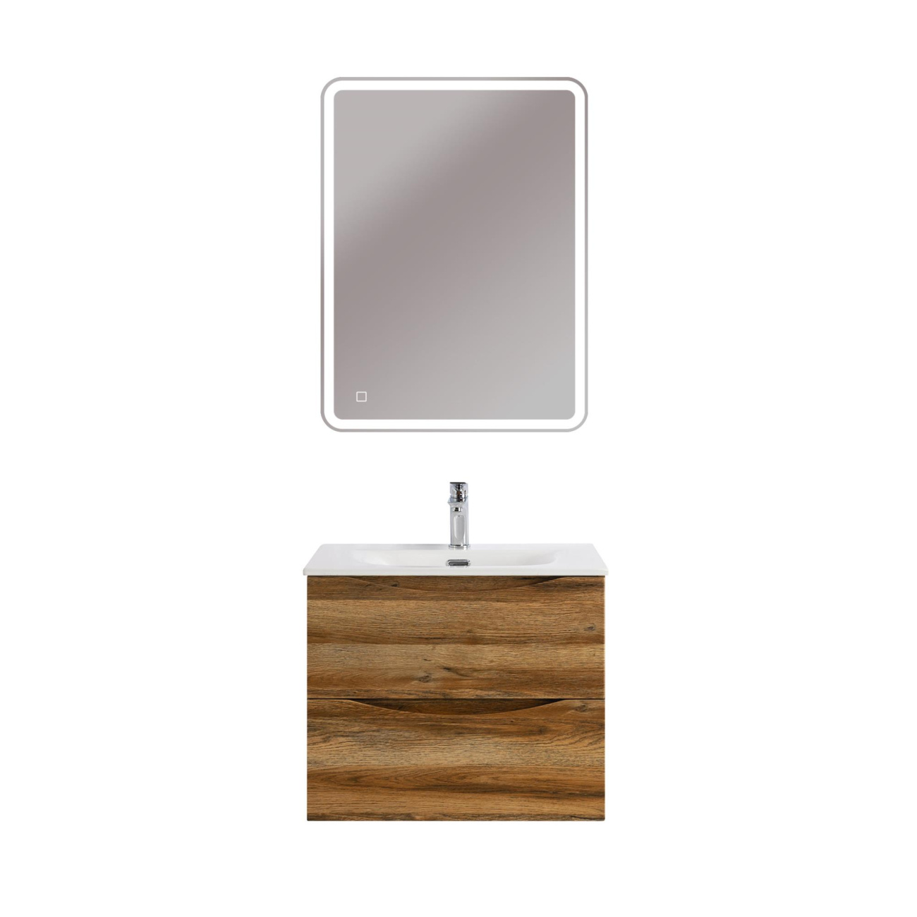 Тумба с раковиной подвесная BelBagno MARINO-CER-MINI-600-2C-SO-RR-P Rovere Rustico, раковина белая BB-8099-3-60