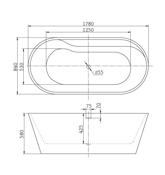 Ванна акриловая отдельностоящая BelBagno BB14