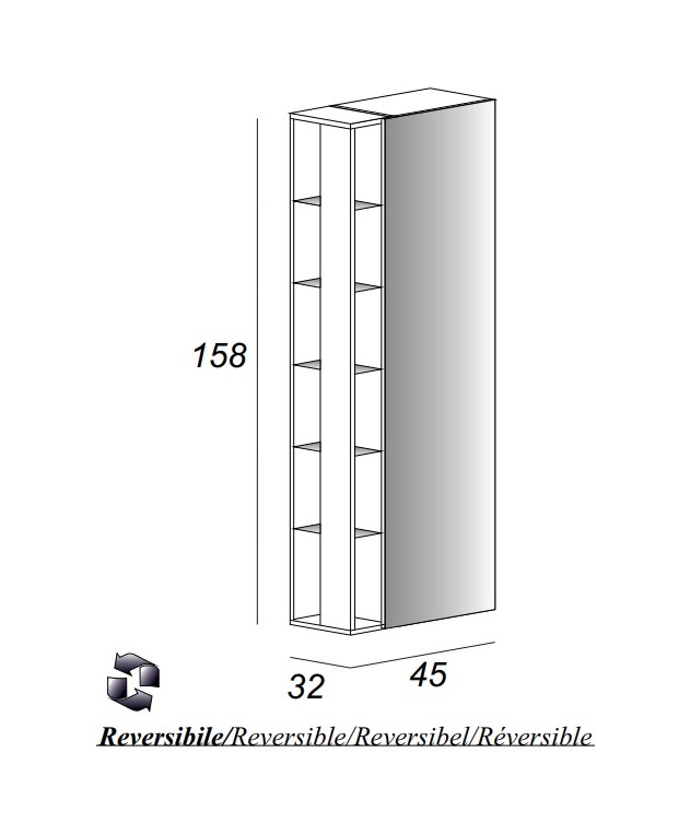 Колонна подвесная реверсная CEZARES 53172 Rovere scuro Soft