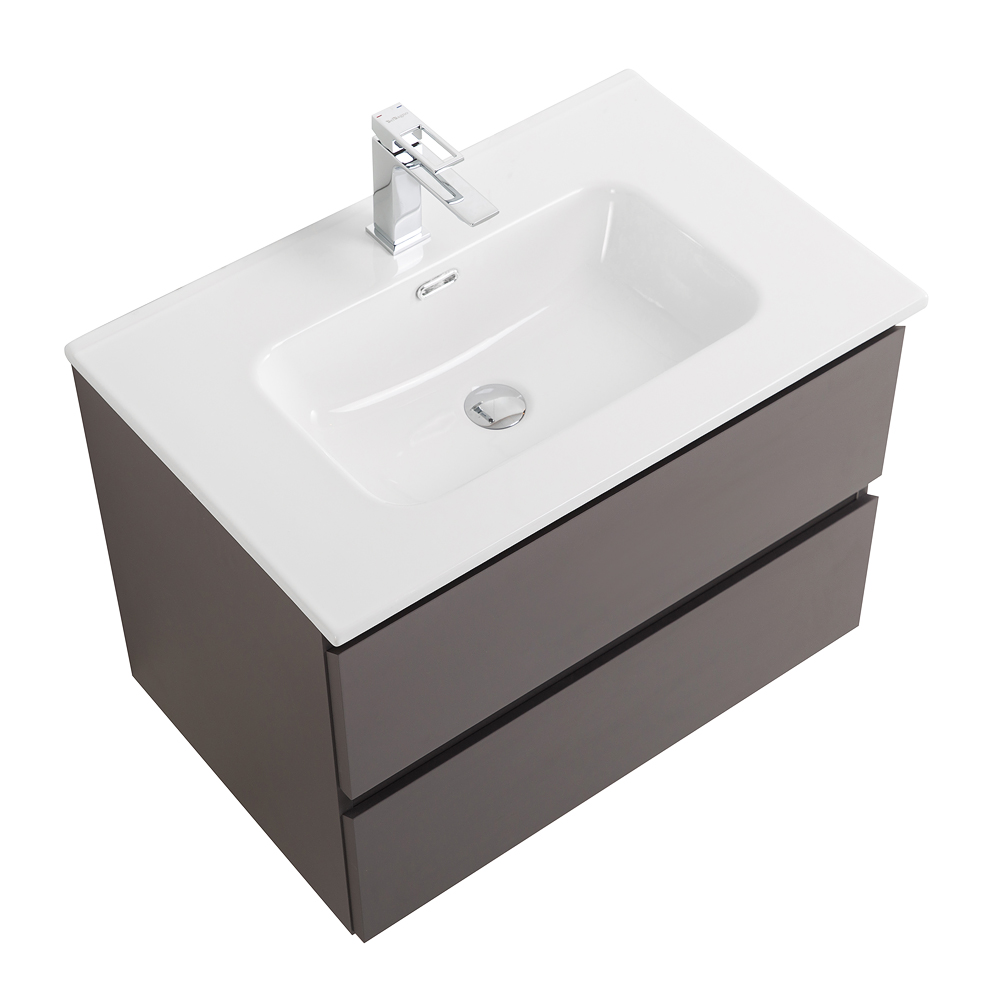 Тумба с раковиной подвесная BelBagno KRAFT-600-2C-SO-GSO Темно-Серый матовый, раковина белая BB600ETL