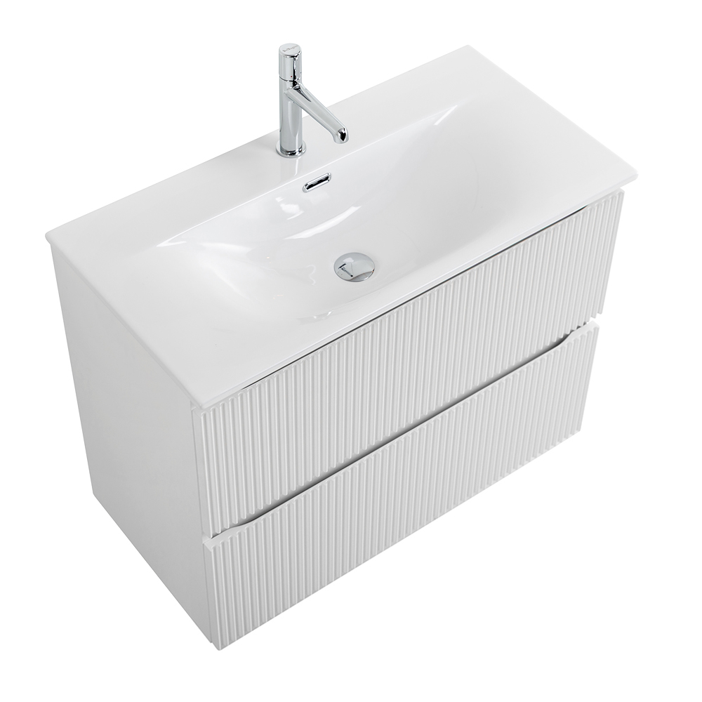 Тумба с раковиной подвесная BelBagno UNO-MINI-700-2C-SO-BO Bianco Opaco, раковина белая BB-8099-3-70