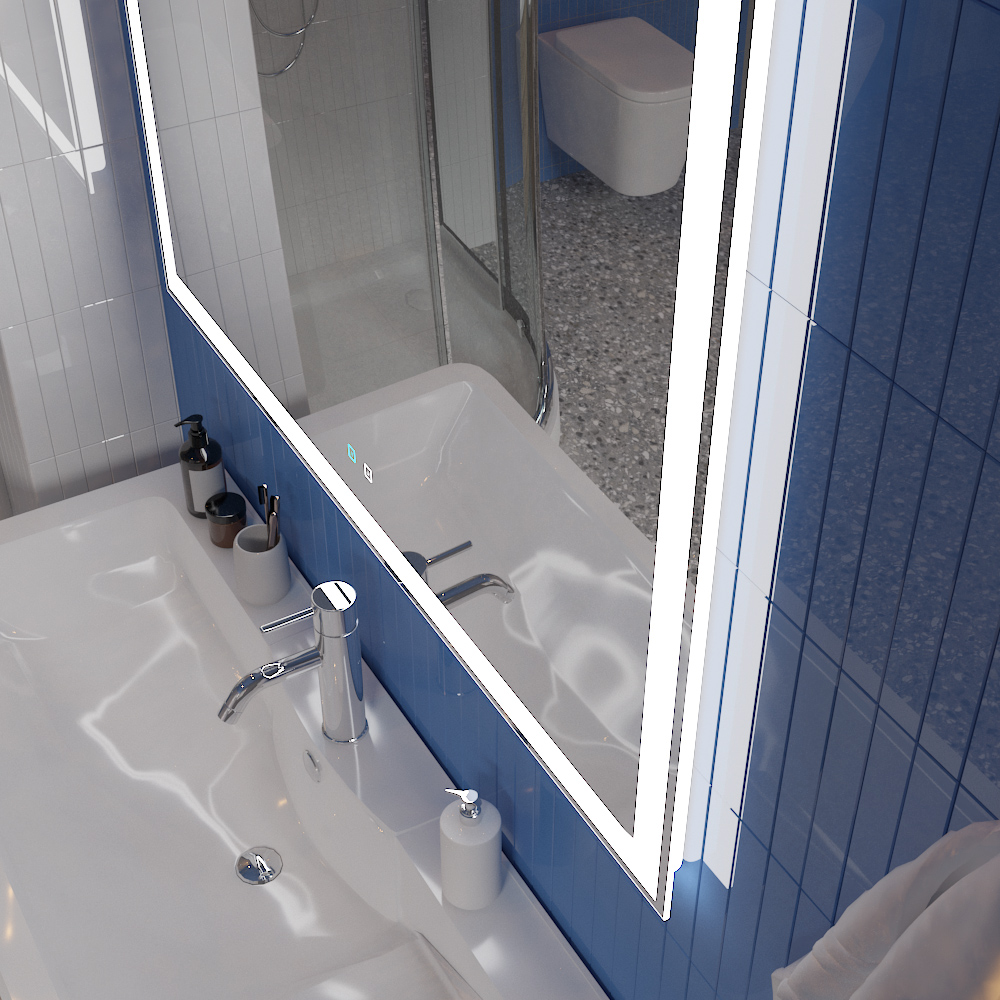 Зеркало BelBagno SPC-GRT-1000-800-LED-TCH-SND со встроенной подсветкой, голосовым управлением и подогревом