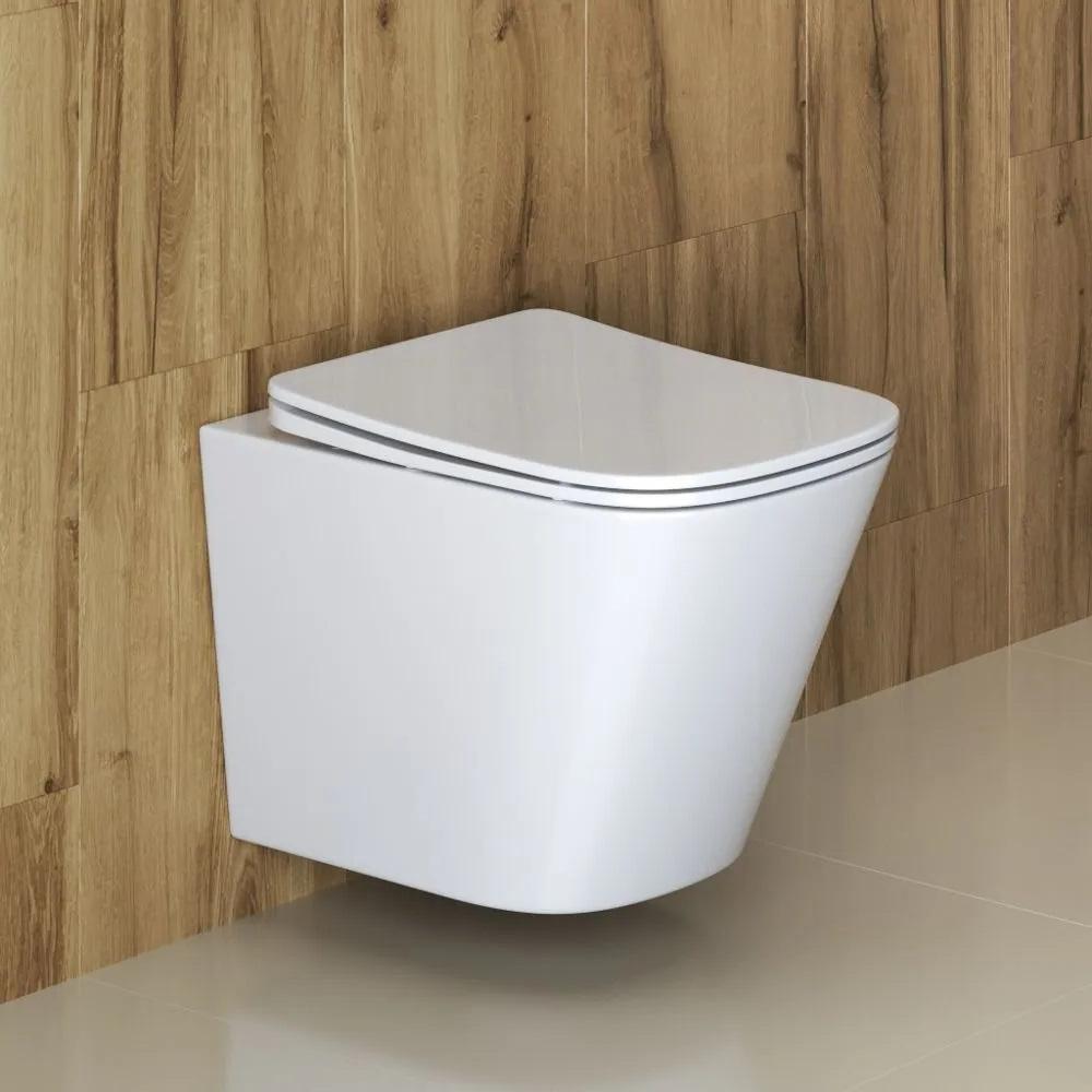 Унитаз подвесной безободковый с сиденьем BelBagno DUE BB3103CHR/SC