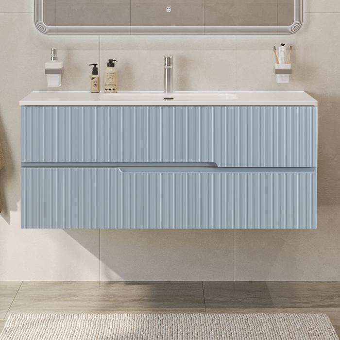 Тумба подвесная CEZARES DUET-N-1200-2C-SO-APR-P с раковиной CZR-8095-120, голубой жемчужный