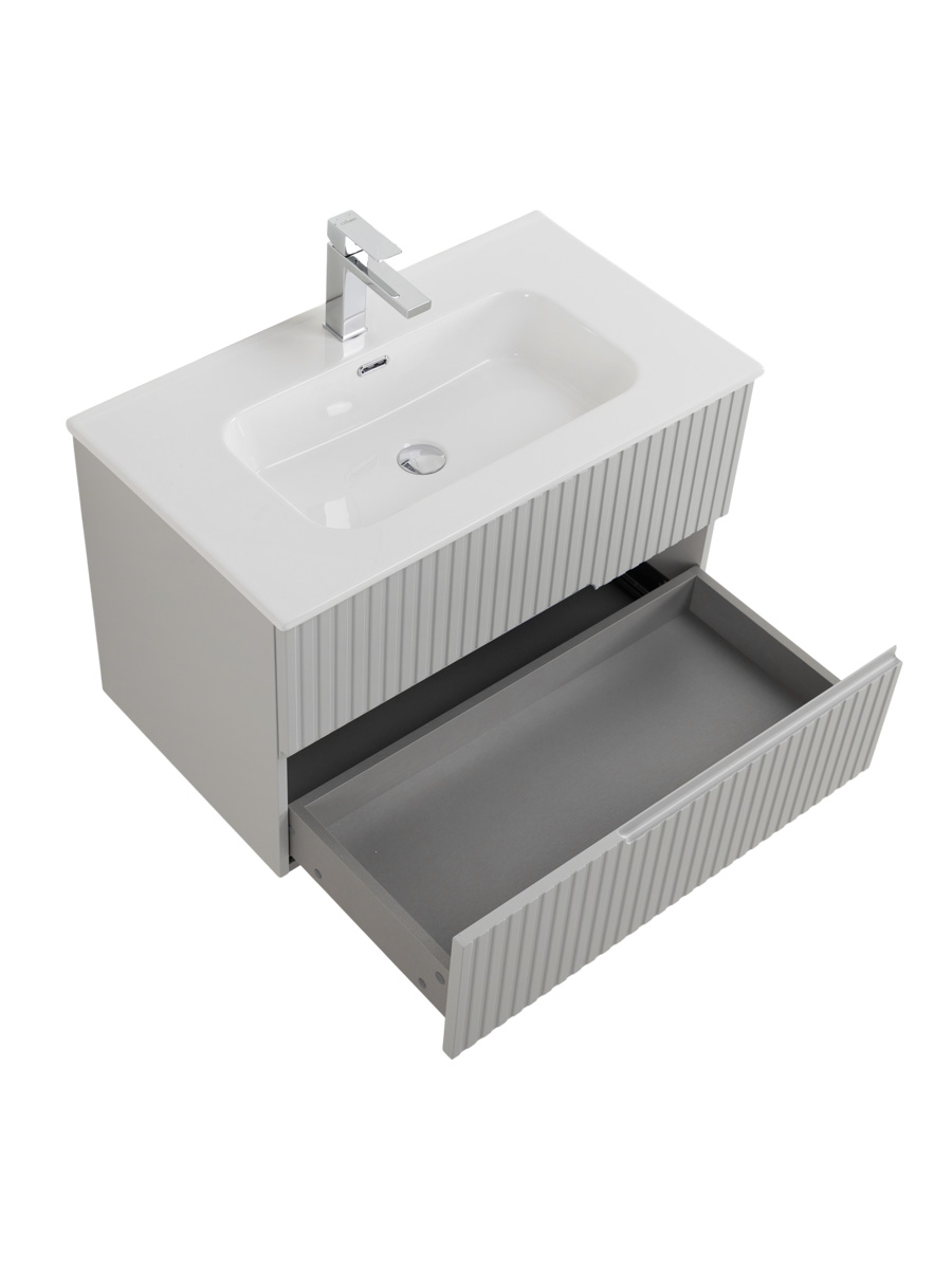 Тумба подвесная CEZARES DUET-N-800-2C-SO-GPR-P с раковиной CZR-8095-80, серый жемчужный